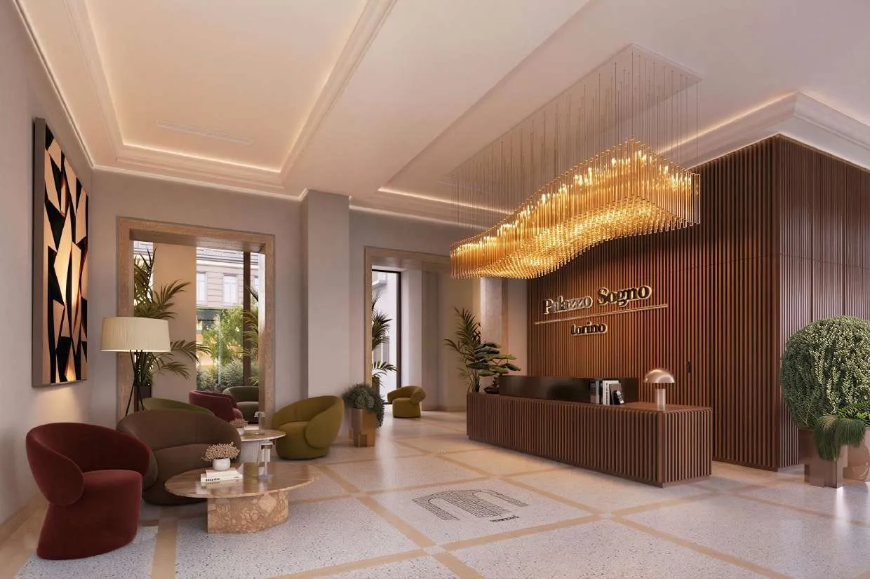 Render della lobby di Palazzo Sogno